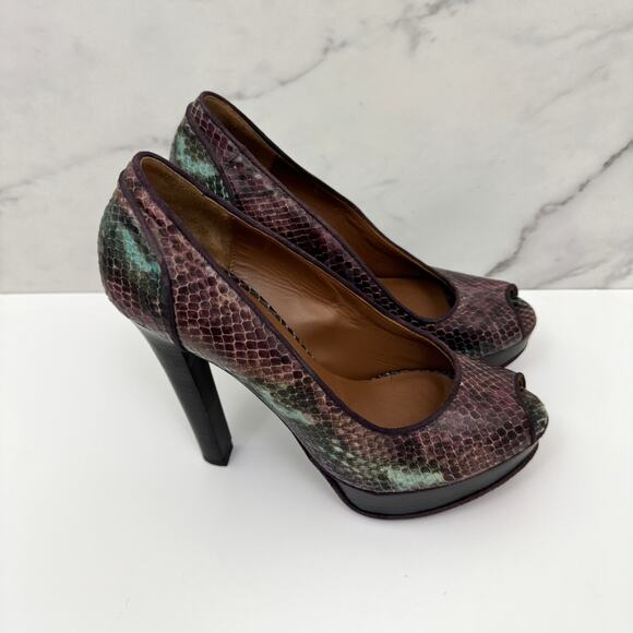 Donald J. Pliner Womens Platform Peep Toe Heels Size 7.5 Snake Print Leather - Picture 2 of 11